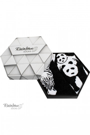 Chaussettes colorées dans une boîte Noir et blanc 2 paires