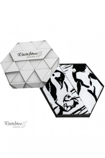 Chaussettes colorées dans une boîte Noir et blanc 2 paires