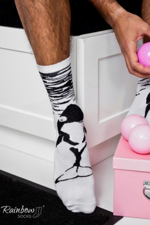 Chaussettes colorées dans une boîte Noir et blanc 2 paires
