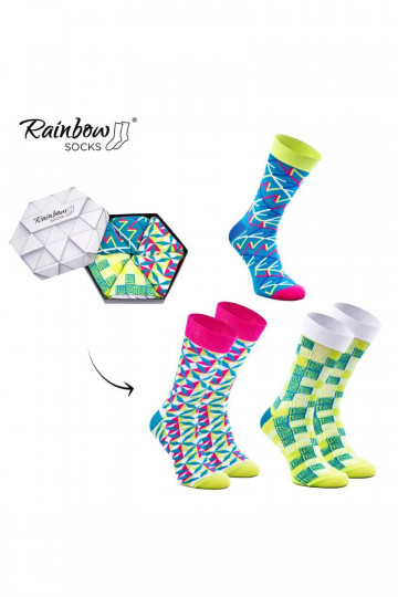 Chaussettes colorées à motifs géométriques 3 paires 2