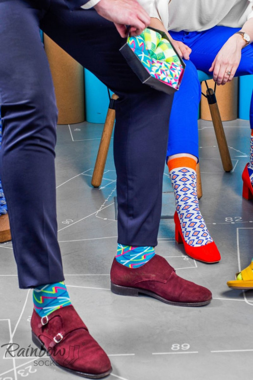 Chaussettes colorées à motifs géométriques 3 paires