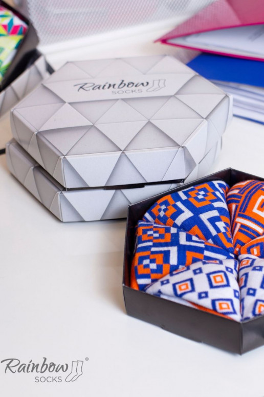 Chaussettes colorées à motifs géométriques 3 paires Chaussettes colorées à motifs géométriques 3 paires