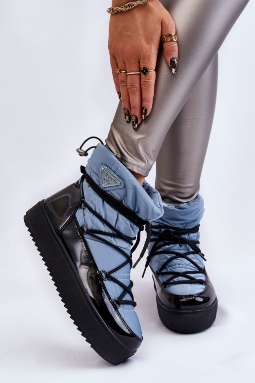 bottes de neige à lacets de couleur bleue Carrios bottes de neige à lacets de couleur bleue Carrios