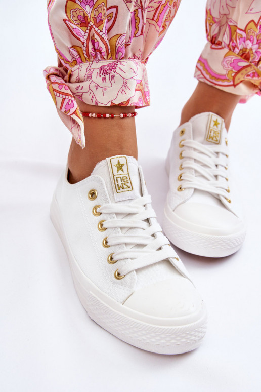 Chaussures de loisirs modèle classique Couleur blanc-or Ecoma