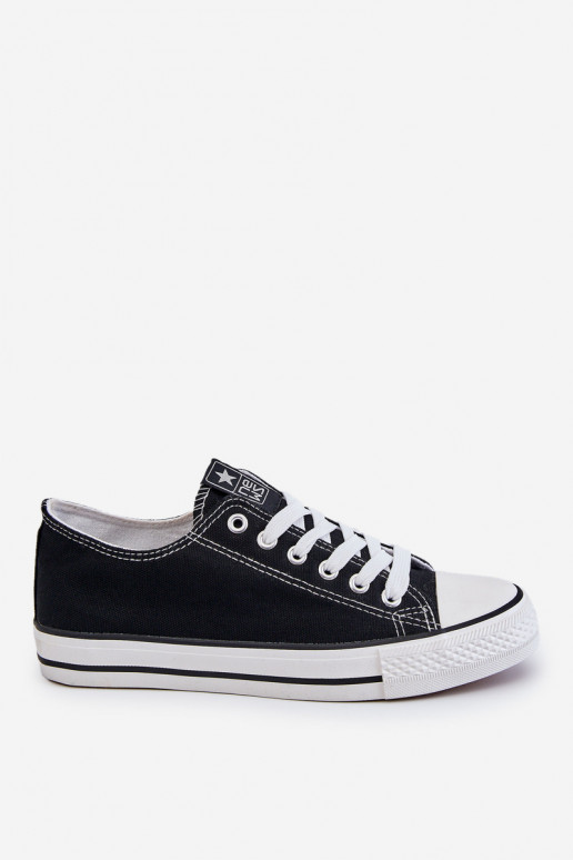 Chaussures de loisirs modèle classique de couleur noire avec semelles blanches Ecoma