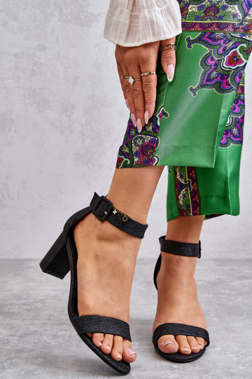 Sandales brillantes à talons noires Maxim