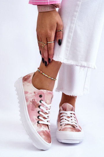 baskets à semelle plate Big Star LL274044 couleur rose-beige 2