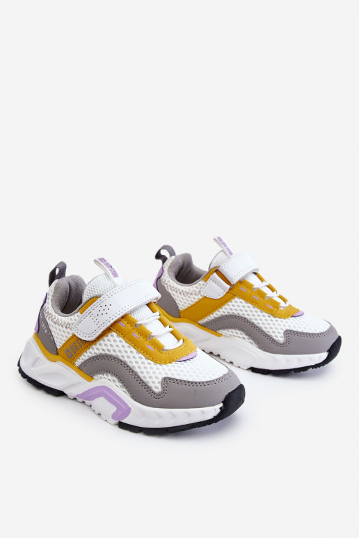 Baskets enfant à fermetures adhésives Big Star JJ374257 Blanc-jaune