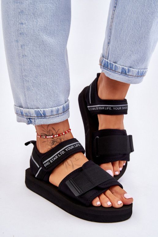 Sandales pour femmes à attaches adhésives Big Star LL274784 couleur noir