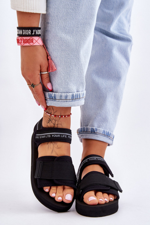 Sandales pour femmes à attaches adhésives Big Star LL274784 couleur noir