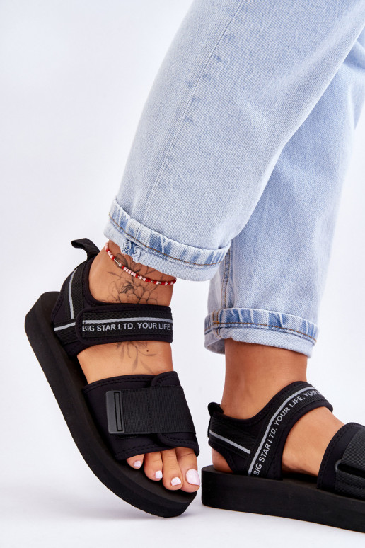 Sandales pour femmes à attaches adhésives Big Star LL274784 couleur noir