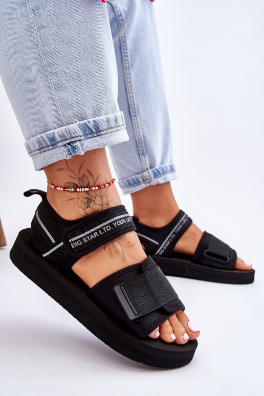 Sandales pour femmes à attaches adhésives Big Star LL274784 couleur noir