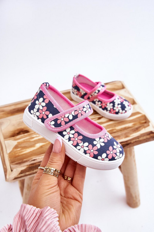 Ballerines pour enfants à motifs floraux de couleur bleu-rose Noah Ballerines pour enfants à motifs floraux de couleur bleu-rose Noah