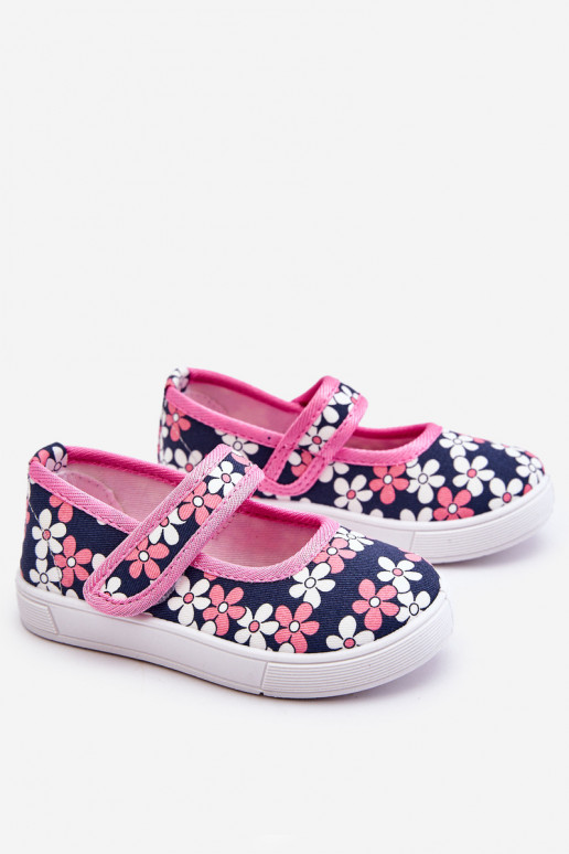 Ballerines pour enfants à motifs floraux de couleur bleu-rose Noah Ballerines pour enfants à motifs floraux de couleur bleu-rose Noah