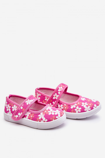 Ballerines enfant à motifs fleuris de couleur rose Noah
