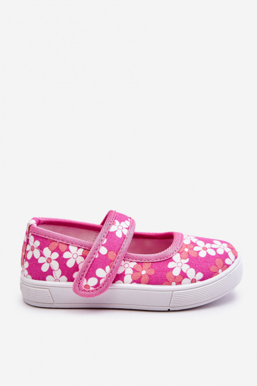 Ballerines enfant à motifs fleuris de couleur rose Noah
