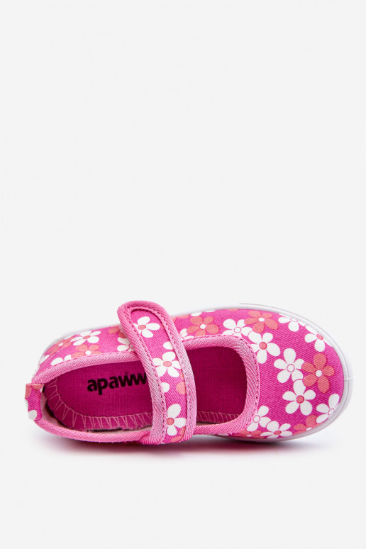 Ballerines enfant à motifs fleuris de couleur rose Noah