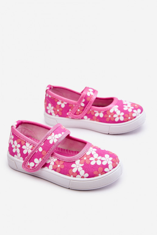 Ballerines enfant à motifs fleuris de couleur rose Noah