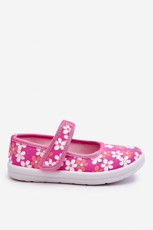 Ballerines enfant à motifs fleuris de couleur rose Noah