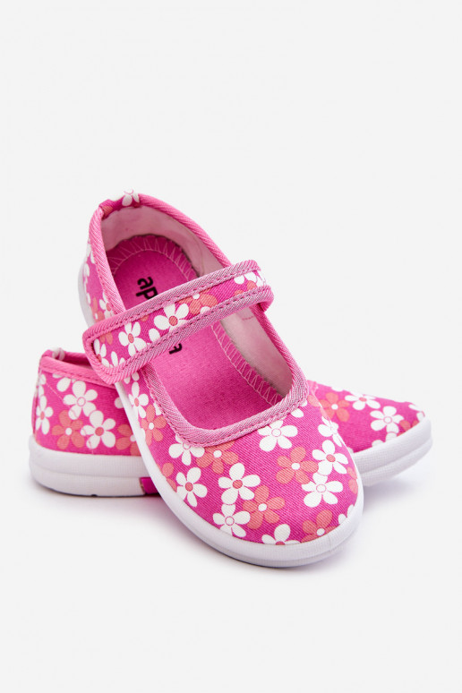 Ballerines enfant à motifs fleuris de couleur rose Noah