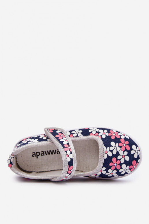 Ballerines enfant à motifs floraux de couleur bleu-gris Noah