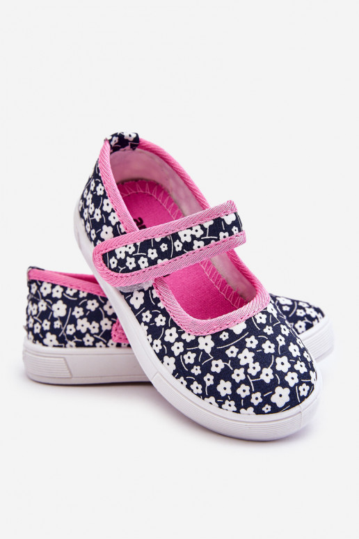 Ballerines enfant à attaches adhésives de couleur bleu-rose Selah