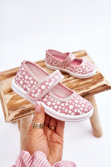 Ballerines enfant à fermetures adhésives de couleur rose Selah 2