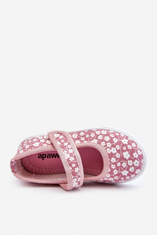 Ballerines enfant à fermetures adhésives de couleur rose Selah