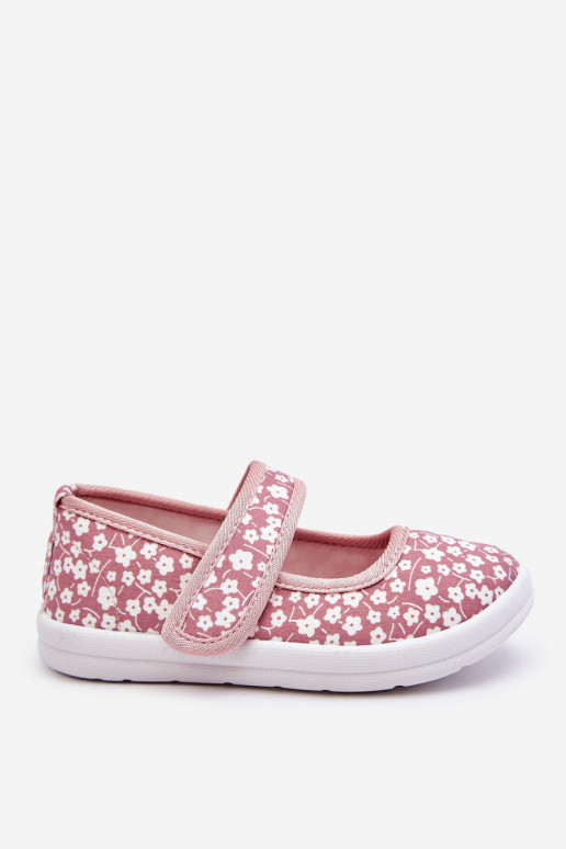 Ballerines enfant à fermetures adhésives de couleur rose Selah