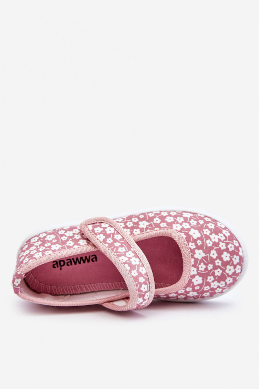 Ballerines enfant à fermetures adhésives de couleur rose Selah