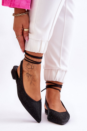 ballerines avec rubans et clous noirs Mavis