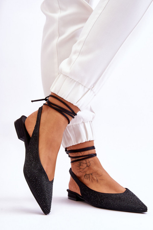 ballerines avec rubans et clous noirs Mavis