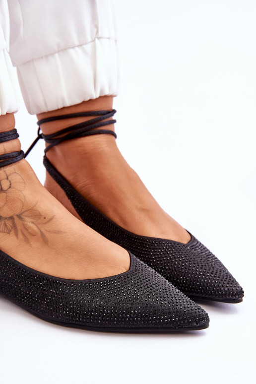 ballerines avec rubans et clous noirs Mavis