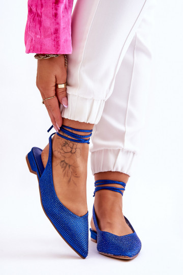 ballerines avec rubans et clous en bleu Mavis