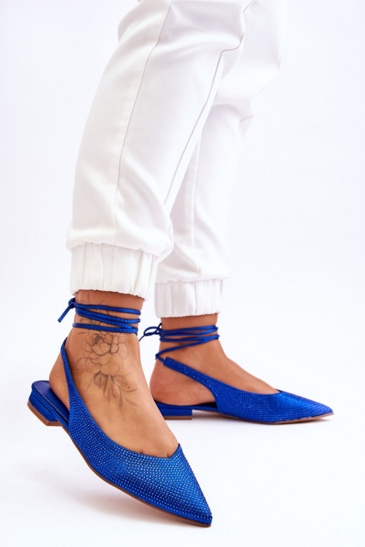 ballerines avec rubans et clous en bleu Mavis