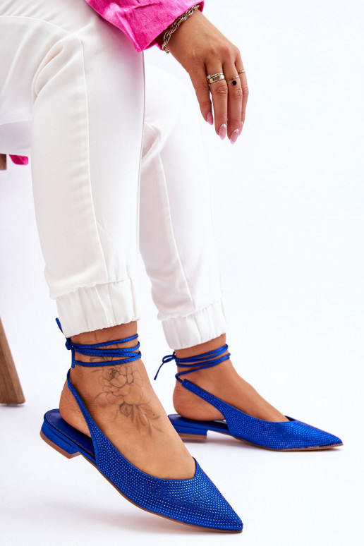 ballerines avec rubans et clous en bleu Mavis