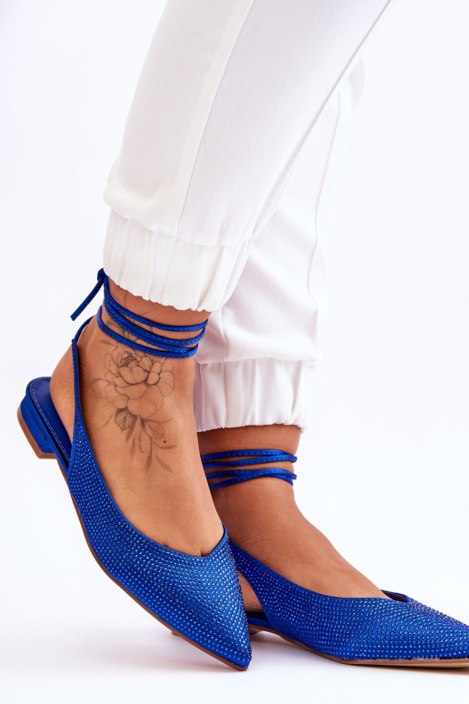 ballerines avec rubans et clous en bleu Mavis