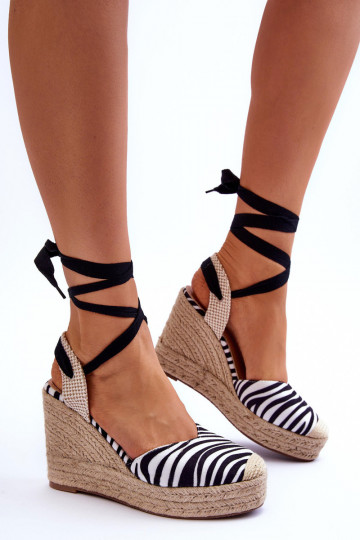 sandales à lacets Lendy noir et blanc