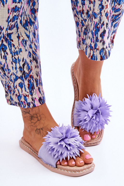 en daim Chaussons avec ornements Couleur violet Giorgia en daim Chaussons avec ornements Couleur violet Giorgia
