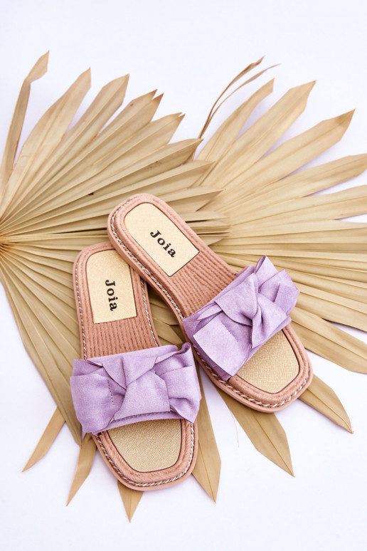 en daim Chaussons avec rubans Violet Ambra