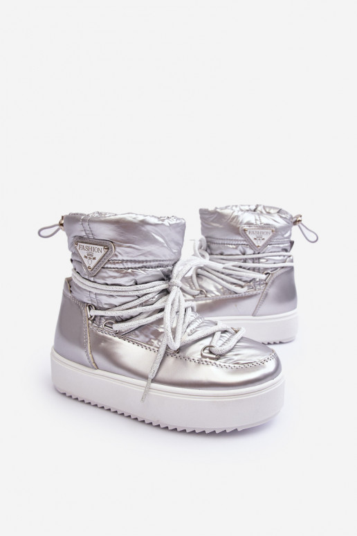 Bottes de neige pour enfants chauffées avec lacets couleur argent Colina Bottes de neige pour enfants chauffées avec lacets couleur argent Colina