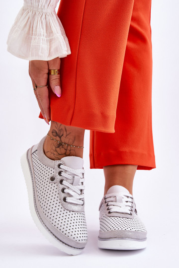 Chaussures ajourées Style sportif Couleur blanc-argent Cantare