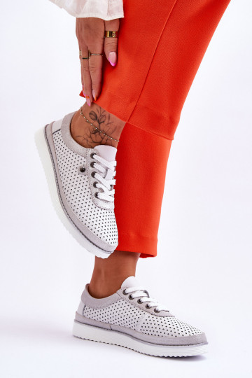 Chaussures ajourées Style sportif Couleur blanc-argent Cantare 2