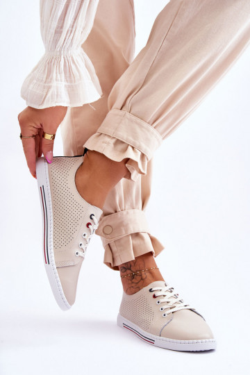 avec des éléments ajourés chaussures décontractées couleur beige Ferone 2
