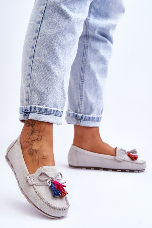 Mocassins en daim à franges en Dorine gris Mocassins en daim à franges en Dorine gris