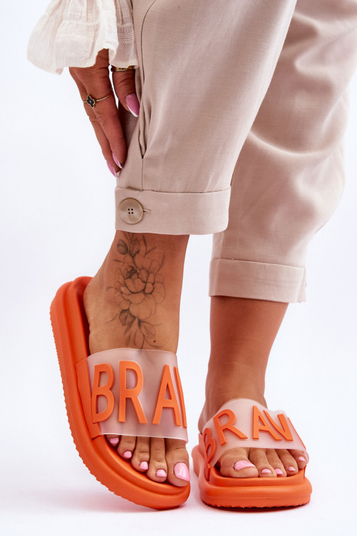 Tongs avec plateforme de couleur orange Brave