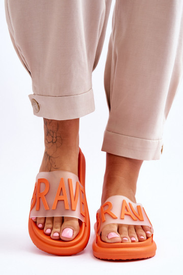 Tongs avec plateforme de couleur orange Brave 2
