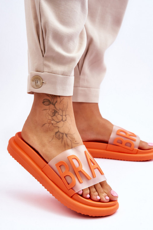 Tongs avec plateforme de couleur orange Brave