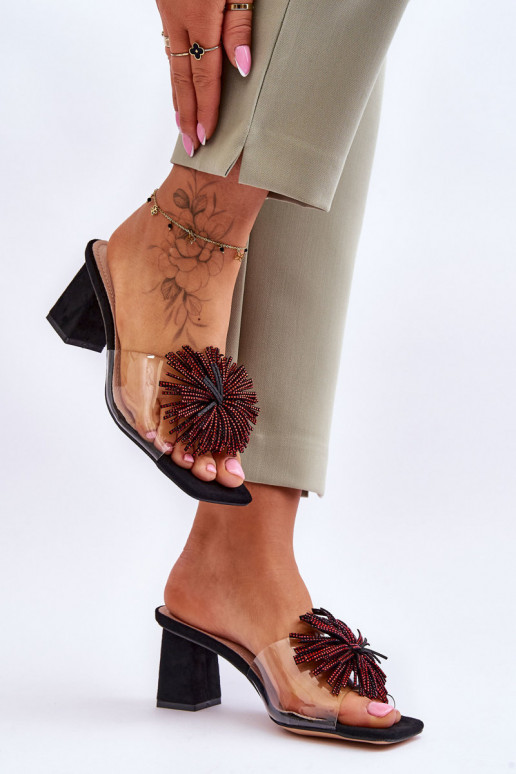 Chaussons transparents à talons S.Barski KV-AP658-1 couleur noir Chaussons transparents à talons S.Barski KV-AP658-1 couleur noir