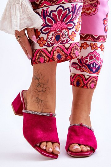chaussons à talons en daim S.Barski KV-612-2 couleur rose